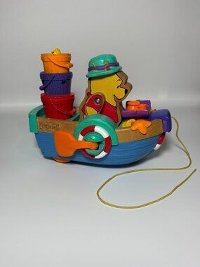 Fisher Price Disney Winnie The Pooh "Row Your Boat" Musical Pull Along Works